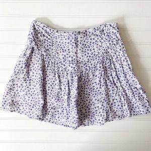 Le Lis Small Purple Floral High Rise Flowy Ruched Mini Skirt Skort Short
